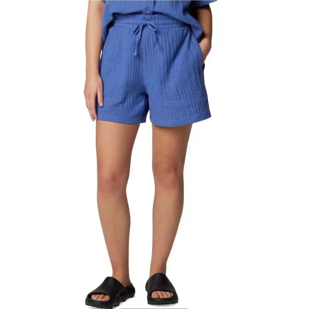 NWT COLUMBIA BREEZY Holly Hideaway Blue Cotton Drawstring Shorts 1X